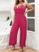 [Übergröße] Rosenrot 1950er Solide Träger Jumpsuit