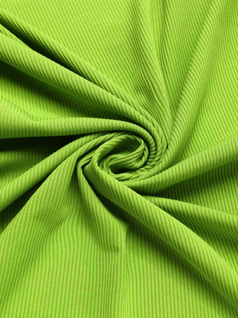 [Vorverkauf] 2PCS Grün 1960er Revers Stricken Bluse & Blumen Rock