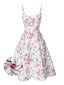 [Vorverkauf] Weiß & Rosa 1950er Träger Blumen Kleid