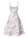 [Vorverkauf] Weiß & Rosa 1950er Träger Blumen Kleid