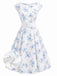 Rosa 1950er Bootskragen Antiquität Blumen Kleid