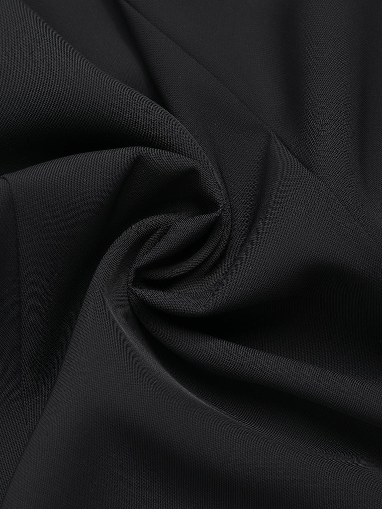 Schwarz 1960er Boot Ausschnitt Klaviertaste Patchwork Kleid