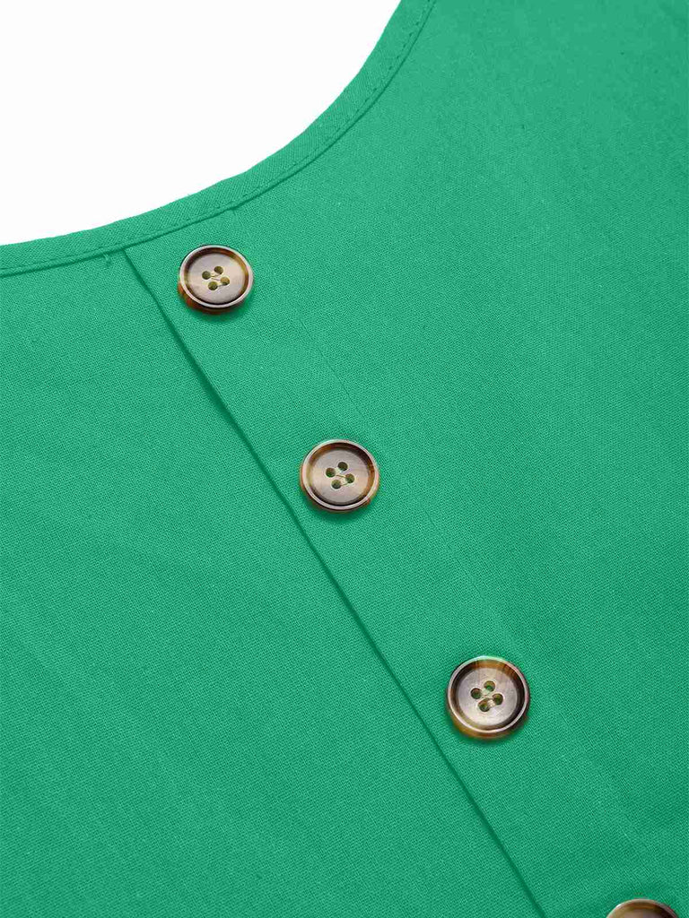 2PCS 1940er Solide Rüschen Tank Top & Gerade Hosen