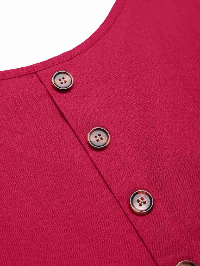 2PCS 1940er Solide Rüschen Tank Top & Gerade Hosen