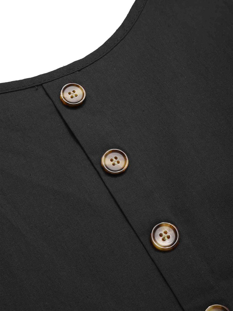 2PCS 1940er Solide Rüschen Tank Top & Gerade Hosen