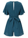 1950er Solide V-Ausschnitt Baumwolle Volantärmel Romper
