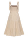 Beige 1950er Boho-Stil Schulterkrawatte Kleid