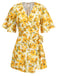 1930er V-Ausschnitt Ölgemälde Blumen Romper