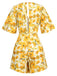 1930er V-Ausschnitt Ölgemälde Blumen Romper
