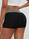 Schwarz 1970er Hahnentritt Patchwork Enge Shorts
