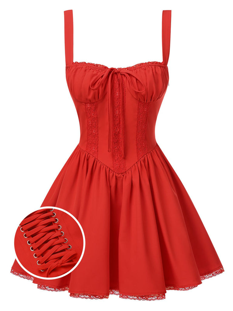Dunkelblau 1950er Träger Schnürung Korsett Mini Kleid