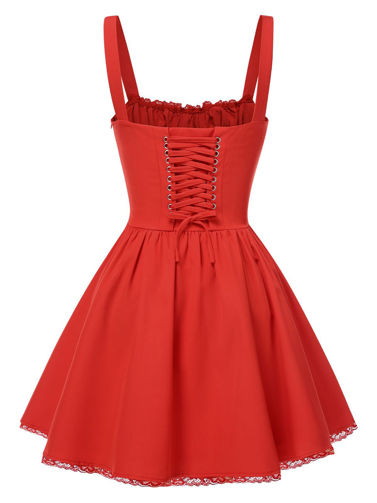 Dunkelblau 1950er Träger Schnürung Korsett Mini Kleid