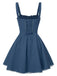 Dunkelblau 1950er Träger Schnürung Korsett Mini Kleid