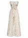 Beige 1970er Bandeau Bogen Blumen Bohemian Jumpsuit