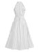 Weiß 1950er Halter Polka Dots Bogen Kleid