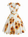 Weiß & Gelb 1950er Sonnenblume Swing Kleid