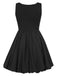 Schwarz 1960er Solide Ärmelloses Bubble Kleid
