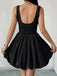 Schwarz 1960er Solide Ärmelloses Bubble Kleid