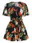 1970er V-Ausschnitt Boho Blumen Gürtel Romper