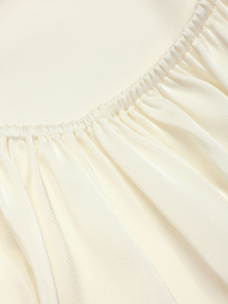 Beige 1940er Blumen Bestickt Spaghetti Träger Nachthemd