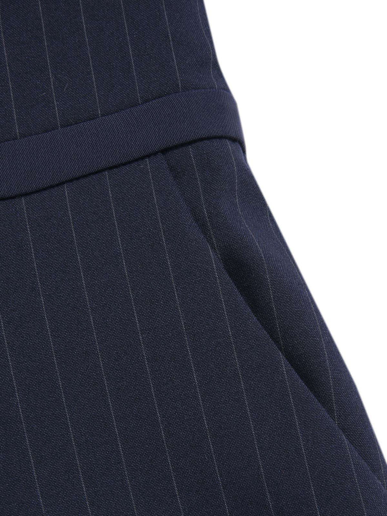 [Vorverkauf] Dunkelgrau 1930er Nadelstreifen Hohe Taille Träger Jumpsuit