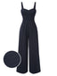 [Vorverkauf] Dunkelgrau 1930er Nadelstreifen Hohe Taille Träger Jumpsuit