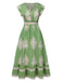 1970er V-Ausschnitt Stammesmuster Boho Kleid