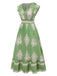 1970er V-Ausschnitt Stammesmuster Boho Kleid