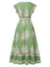 1970er V-Ausschnitt Stammesmuster Boho Kleid