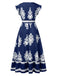 1970er V-Ausschnitt Stammesmuster Boho Kleid