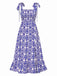 Blau 1970er Bohemien Träger Ärmellos Kleid