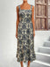 1950er Träger Quadratischer Hals Binden-Zurück Blumen Kleid