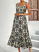 1950er Träger Quadratischer Hals Binden-Zurück Blumen Kleid