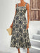 1950er Träger Quadratischer Hals Binden-Zurück Blumen Kleid