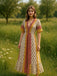 Gelb 1970er Bohemien Blumen Stammesmuster Jumpsuit