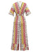 Gelb 1970er Bohemien Blumen Stammesmuster Jumpsuit