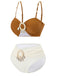 Braun 1940er Farbblock Boho Hülse Bikini Set