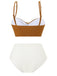 Braun 1940er Farbblock Boho Hülse Bikini Set