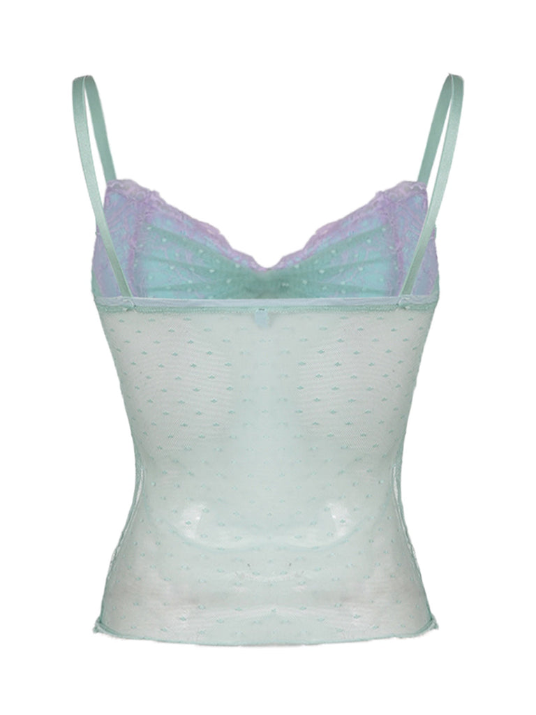 Türkis 1940er Dots Netz Meerjungfrauen Camisole