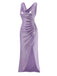 [Vorverkauf] Lavendel 1960er Wasserfallausschnitt Hoher-Schlitz Perlglanz Kleid