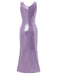 [Vorverkauf] Lavendel 1960er Wasserfallausschnitt Hoher-Schlitz Perlglanz Kleid