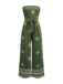 Grün 1970er Weites Bein Bohemien Bandeau Jumpsuit