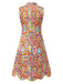 Multicolor 1960er Perle Tasten Ärmellos Kleid