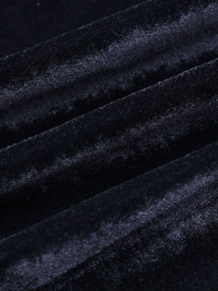 1930er Morticia Addams Samt Glockenärmel Kleid