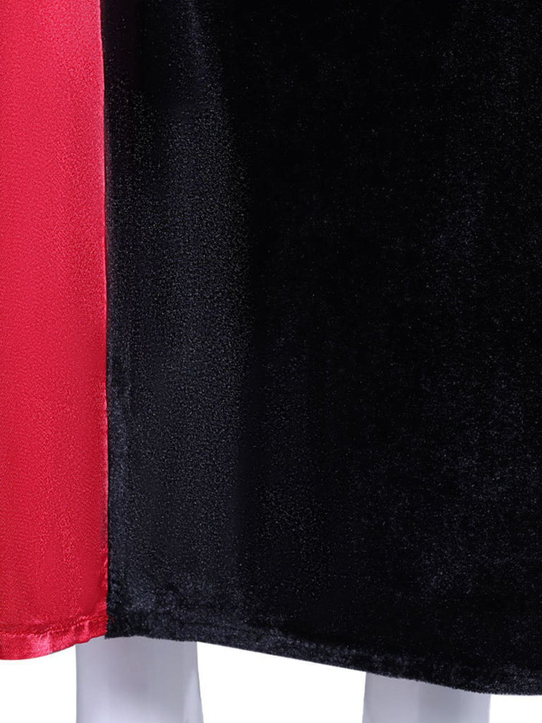 1930er Morticia Addams Samt Glockenärmel Kleid