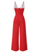 1930er Blumen Patchwork V-Ausschnitt Träger Jumpsuit