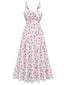 Rosa 1940er Rose Träger Spitze Patchwork Kleid
