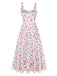 Rosa 1940er Rose Träger Spitze Patchwork Kleid
