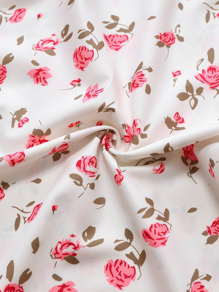Rosa 1940er Rose Träger Spitze Patchwork Kleid