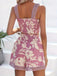 2PCS 1960er Blumen Gesmokt Breite Träger Leibchen & Shorts